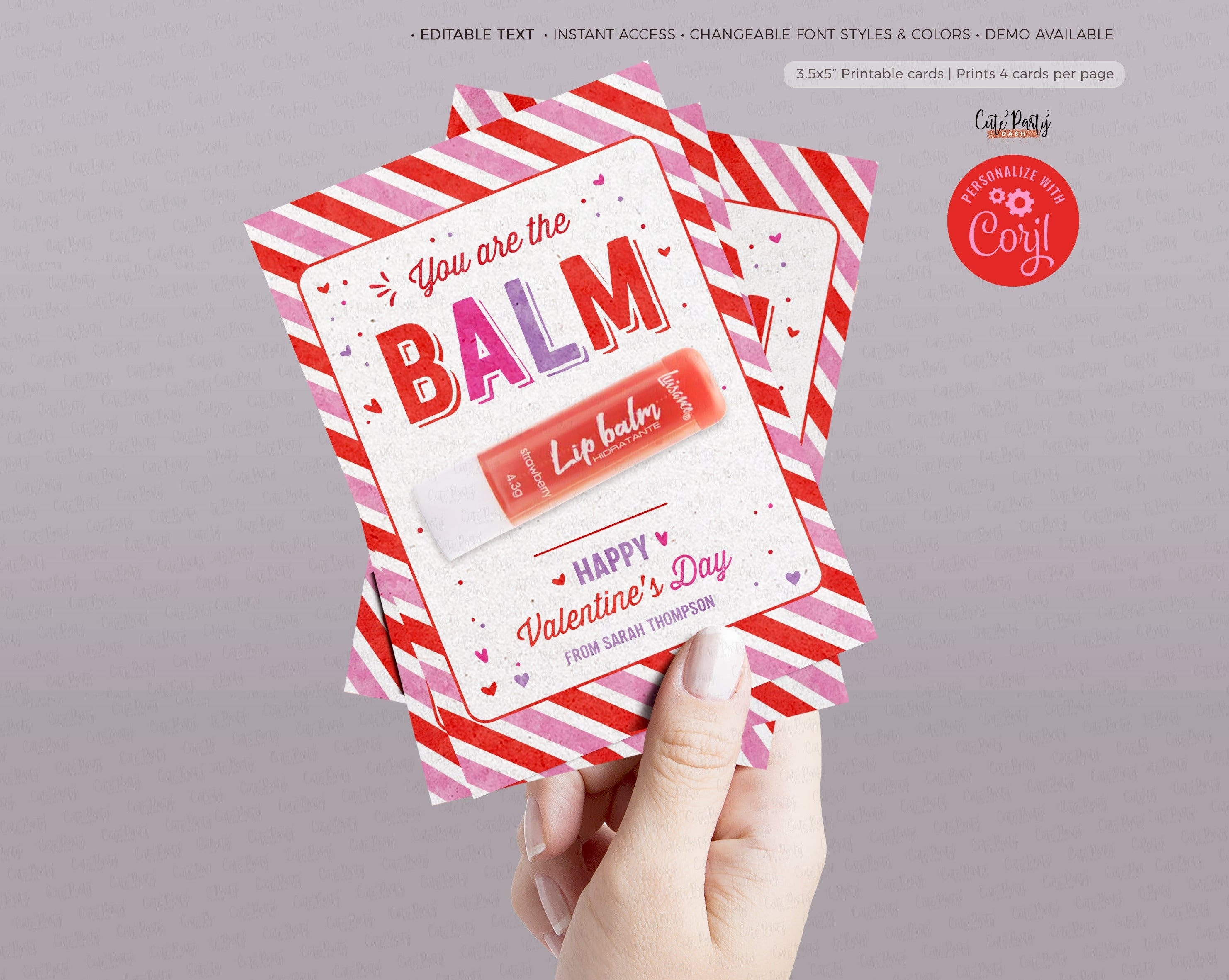 You're The Balm Valentine Lip balm holder Valentine's Day Gift Tag