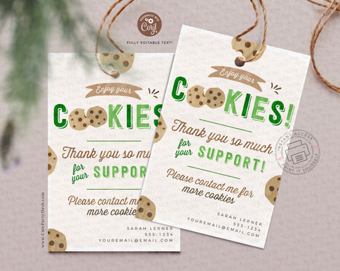 Editable Cookie Sale Thank You Tag - Digital Download