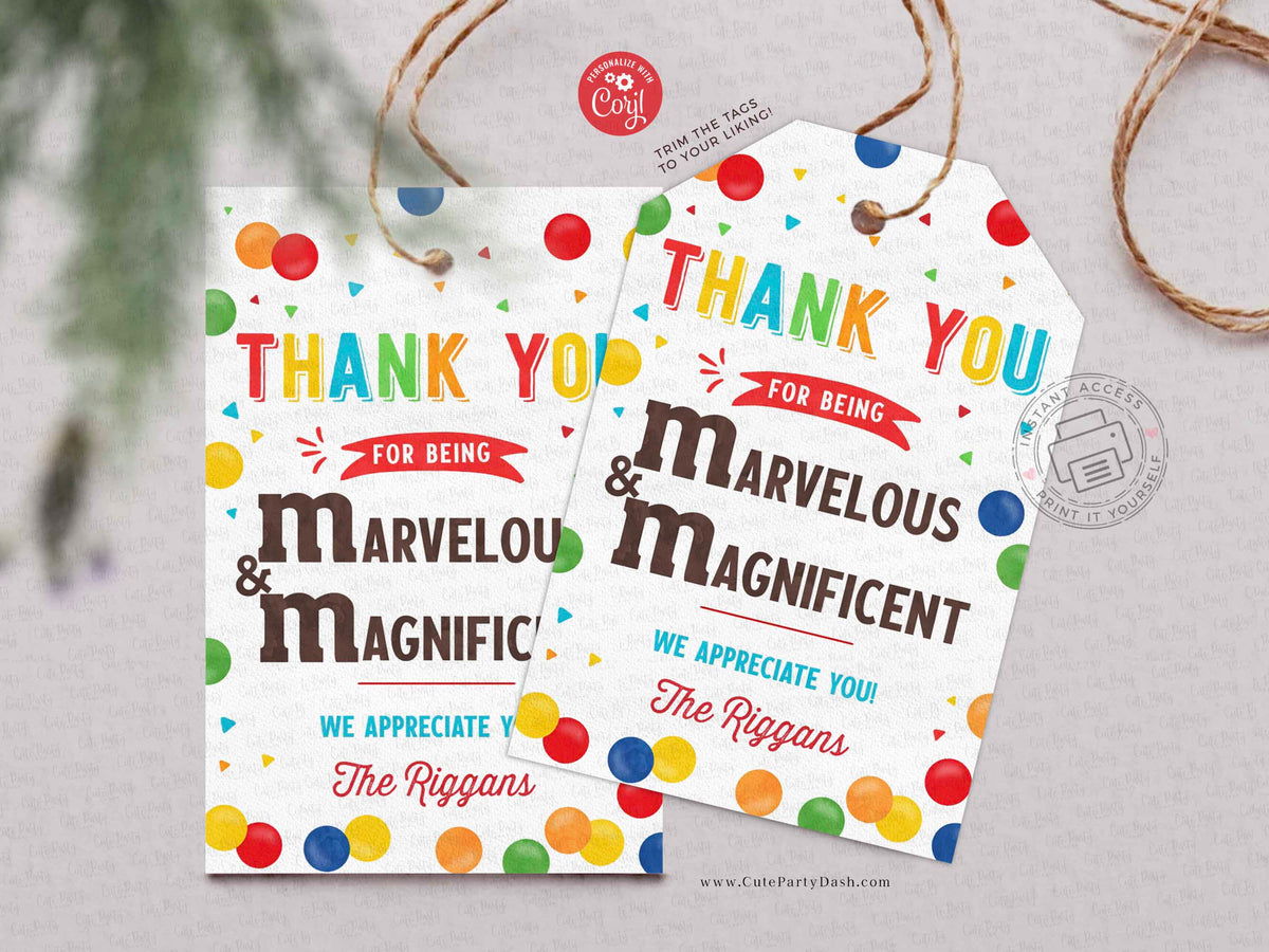 You are Marvelous and Magnificent M&M Gift Tag - Digital Download – Cute  Party Dash