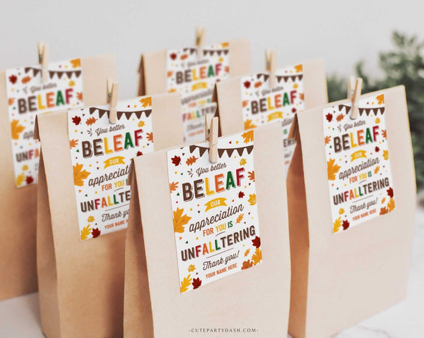 Fall Appreciation Gift Tag, Teacher Appreciation Fall Thanksgiving Thank You Tag - Digital Download
