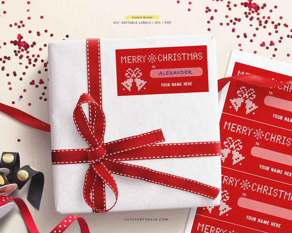 Ugly Sweater Christmas Gift Tag, Santa Mail, Christmas Mail Sticker From Santa - Instant Download