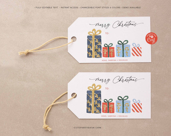 Christmas Calligraphy Merry Christmas gift Tag - Instant Download