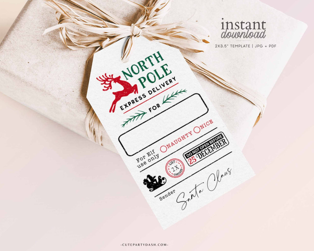 Christmas Present Gift Tags, North Pole Express, Special Delivery Christmas  Tags, North Pole Express Present Label, Set of 9 Gift Tags