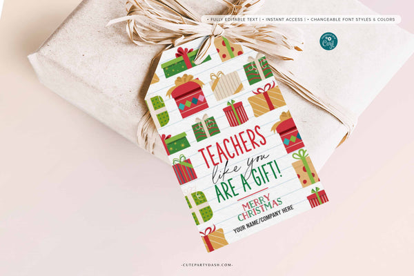 Christmas Teachers make spirits bright gift tag - Instant Download