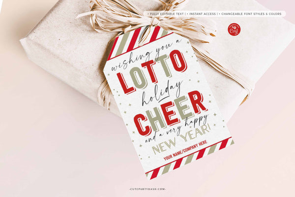 Christmas Wishing you a Lotto Holiday Cheer Gift Tag - Instant Download