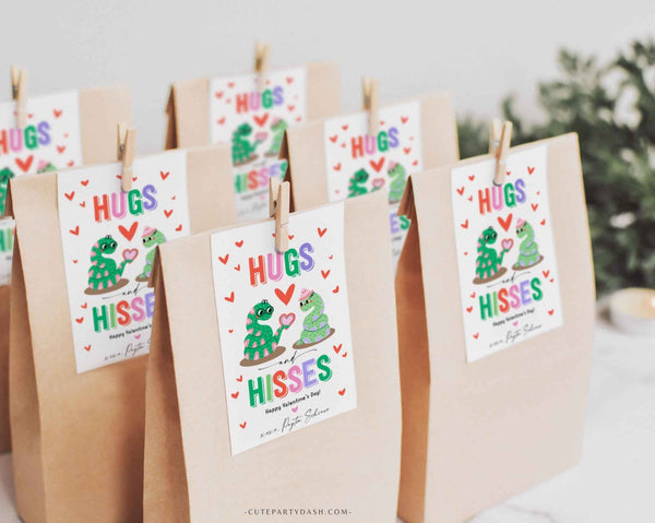 Hugs and Hisses Snake Valentine's Day Treat Tag - Instant Download