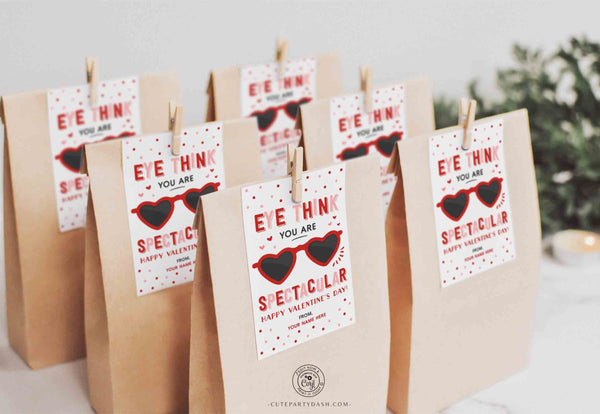 Heart Sunglasses Valentine's Day Tag, Non-Candy Eye think you are spectacular Valentines gift tag - Instant Download