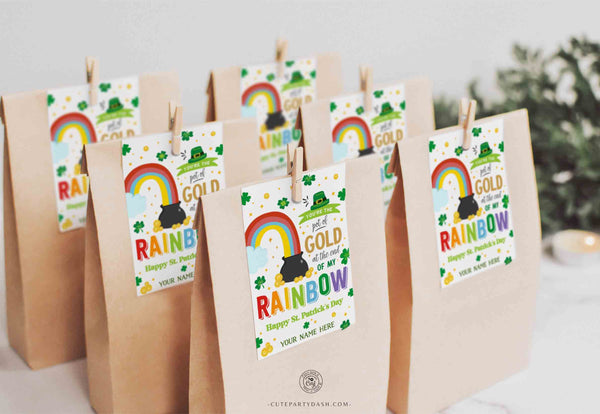 Pot of Gold Rainbow St. Patrick’s Day Gift Tag, Friend Happy St. Patrick's Day Printable tag - Instant Download