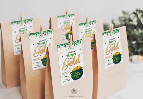 You have a Heart of Gold Gift Tag, Happy St. Patrick's Day Printable tag, Teacher, Neighbor, Pta Pto Employee INSTANT DOWNLOAD EDITABLE