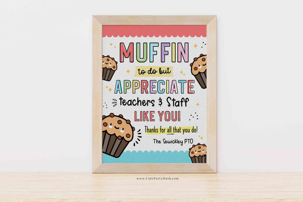 Editable Muffin To Do Appreciation Week Sign, Printable Muffin Staff Volunteer Thank You Appreciation Week - INSTANT Download