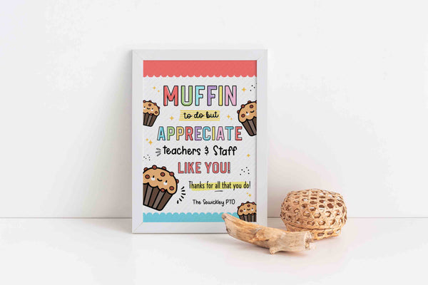 Editable Muffin To Do Appreciation Week Sign, Printable Muffin Staff Volunteer Thank You Appreciation Week - INSTANT Download