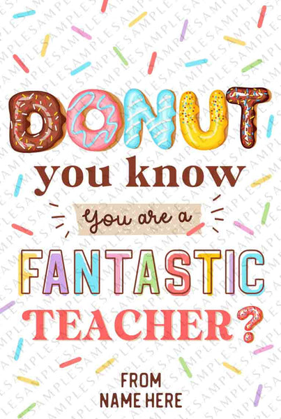 Editable Donut Gift Tag, Donut You Are a Fantastic Teacher Tag, Donuts Nurse Teacher Staff School pto pta Appreciation Week - INSTANT Download