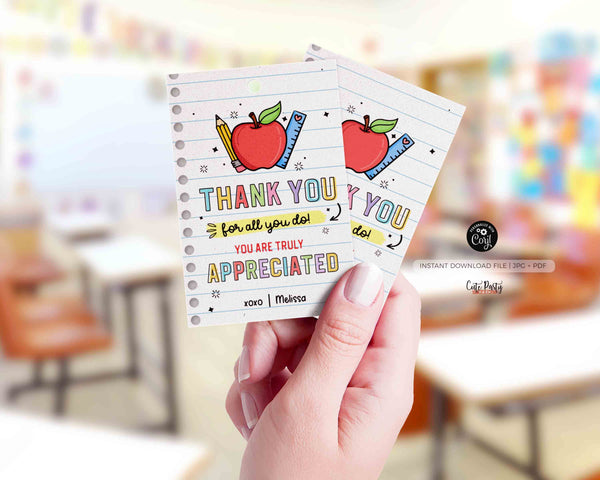 EDITABLE Thank you for all you do we truly appreciate you Tag, Teacher Appreciation Tag, Staff Employee Appreciation School - INSTANT Download