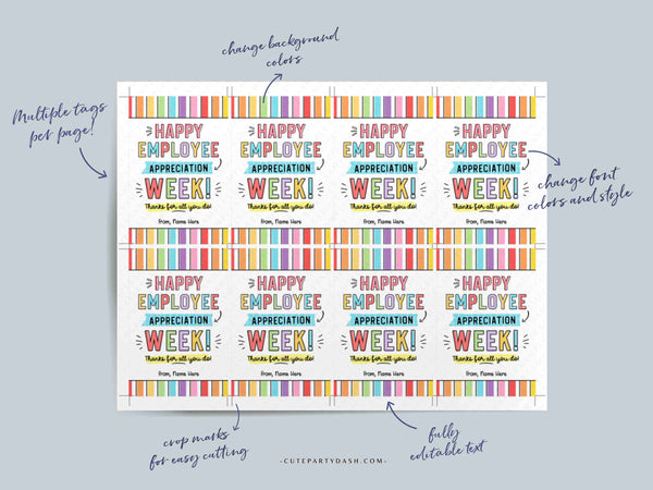 Editable Employee Appreciation Week Gift Tag Printable Employee Thank You Card Staff Appreciation Week gift for Team Member INSTANT DOWNLOAD