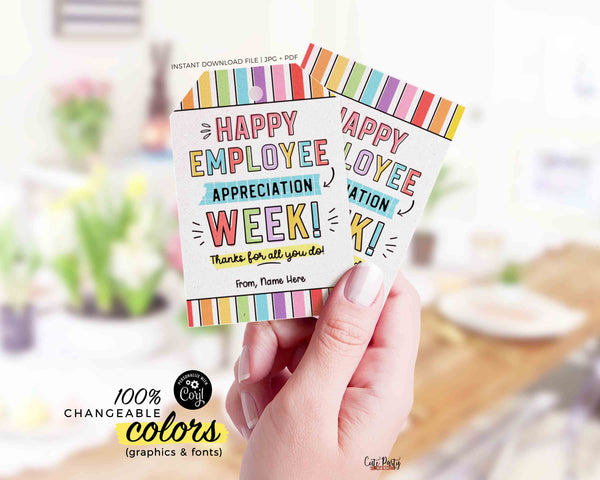 Editable Employee Appreciation Week Gift Tag Printable Employee Thank You Card Staff Appreciation Week gift for Team Member INSTANT DOWNLOAD