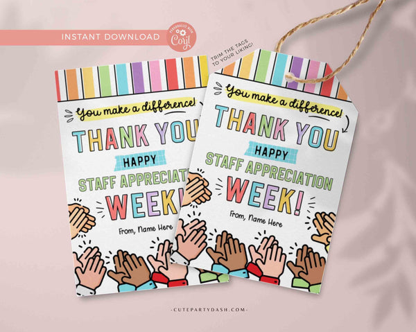Editable Employee Appreciation Week Gift Tag Printable Nurse Appreciation Thank You Card Staff Appreciation Team Member INSTANT DOWNLOAD