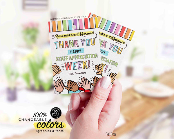 Editable Employee Appreciation Week Gift Tag Printable Nurse Appreciation Thank You Card Staff Appreciation Team Member INSTANT DOWNLOAD