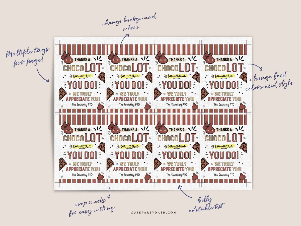 chocolate-teacher-appreciation-tags-thank-you-tags-cute-party-dash for Teacher Thanks A Choco Lot Free Printable Chocolate Teacher Appreciation Tags Thank you tags – Cute Party Dash for Teacher Thanks A Choco Lot Free Printable