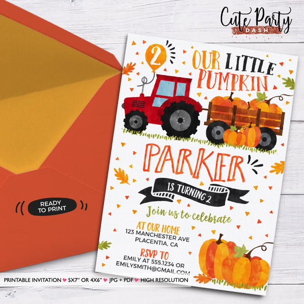 Our Little Pumpkin Birthday Party Invitation - Digital Download - Cute Party Dash