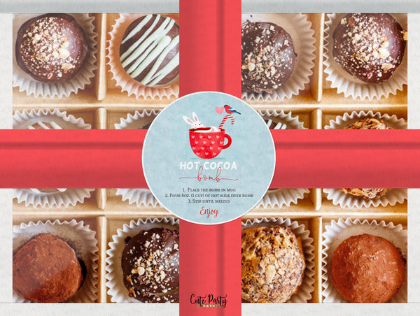 Valentine Hot Cocoa Bomb Gift Tag - Digital Download