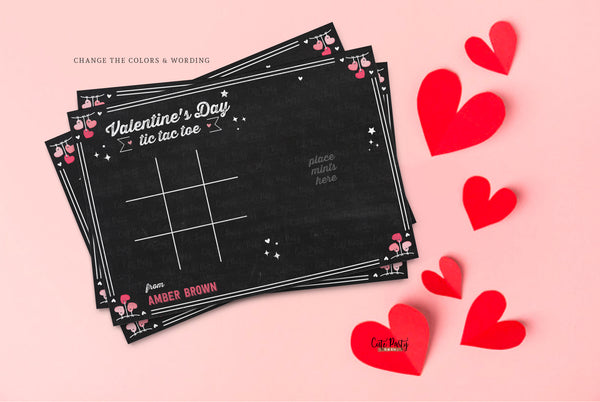 School Tic Tac Toe Valentine's Day card for kids - Digital Download