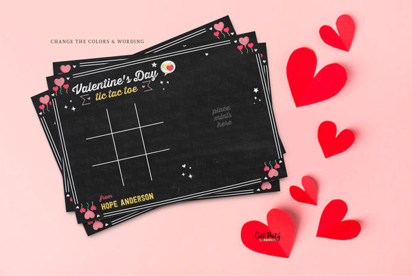 School Tic Tac Toe Valentine's Day card for kids - Digital Download