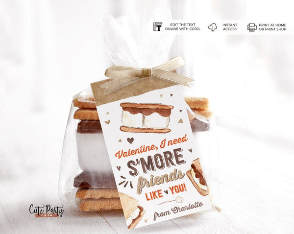 Valentine S'more friends like you Valentine's  Day Gift Tag - Digital Download
