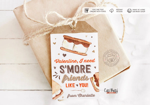 Valentine S'more friends like you Valentine's  Day Gift Tag - Digital Download