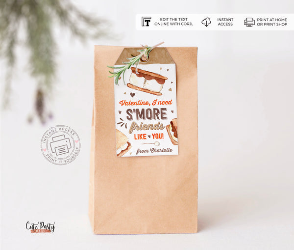 Valentine S'more friends like you Valentine's  Day Gift Tag - Digital Download
