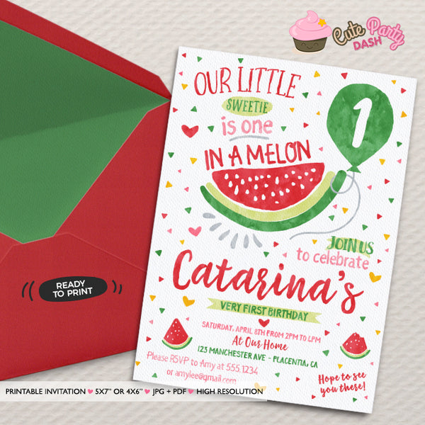 Watermelon First Birthday Chalkboard Sign - Digital Download