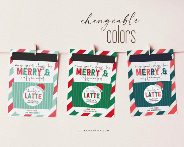 Editable May your days be Merry & Caffeinated Christmas Holiday Coffee Gift Card Holder - INSTANT Download