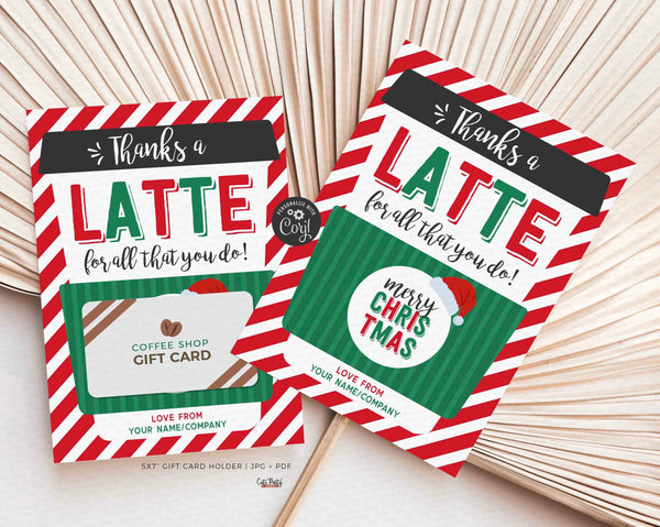 Christmas Thanks a Latte Christmas Coffee Gift Card Holder template