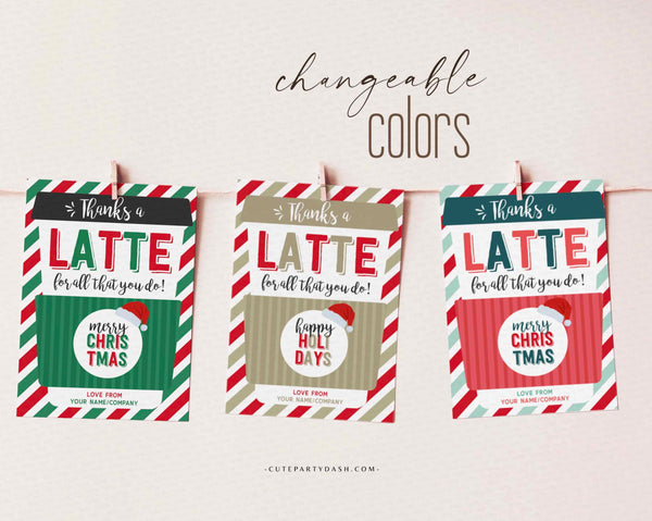 Christmas Thanks a Latte Christmas Coffee Gift Card Holder template