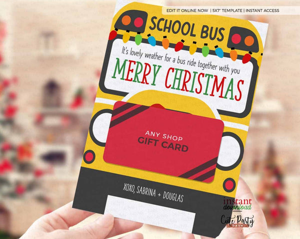 Christmas Bus Driver Gift Card Holder template