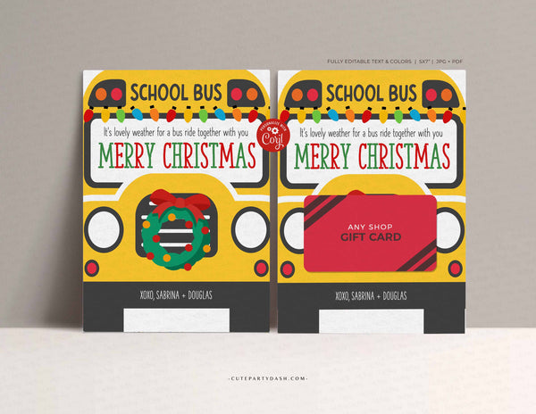 Christmas Bus Driver Gift Card Holder template