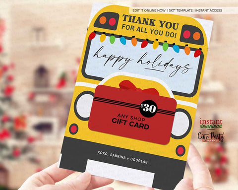 Bus Driver Thank You Card, Bus Driver Gift Card Holder Appreciation, Wheelie Great Bus Driver Gift Card