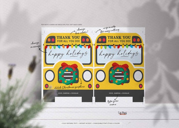 Bus Driver Thank You Card, Bus Driver Gift Card Holder Appreciation, Wheelie Great Bus Driver Gift Card