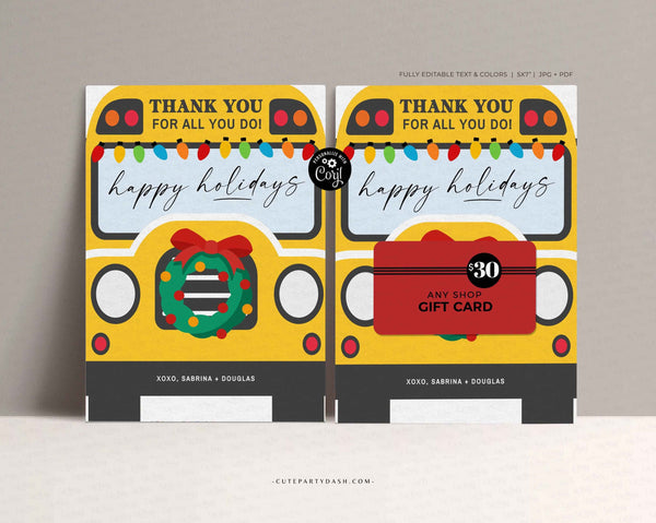 Bus Driver Thank You Card, Bus Driver Gift Card Holder Appreciation, Wheelie Great Bus Driver Gift Card