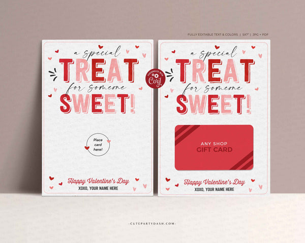 Sweet Treat Valentine Gift Card Holder template - Digital Download