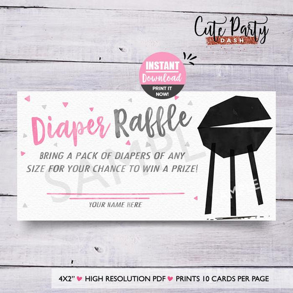 Pink BBQ Baby Shower Books for the Baby Printable Card - Digital Download - Cute Party Dash