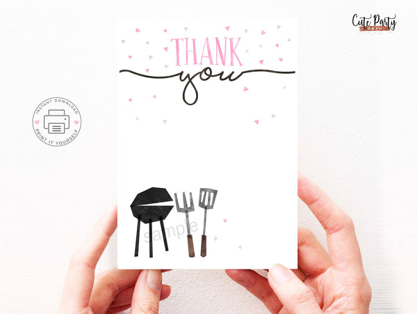 Pink BBQ Baby Shower Books for the Baby Printable Card - Digital Download - Cute Party Dash