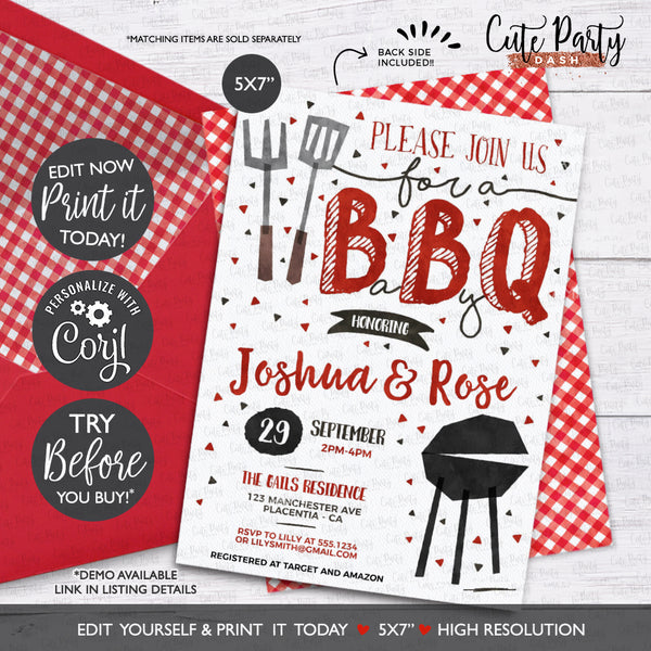 BBQ Baby Shower Party Signs - Digital Download