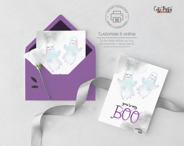 You're my boo Halloween Greeting card - Digital Download - Cute Party Dash