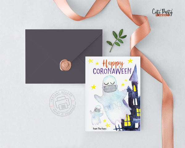 Happy Coronaween Card printable Halloween Greeting Cards - Digital Download