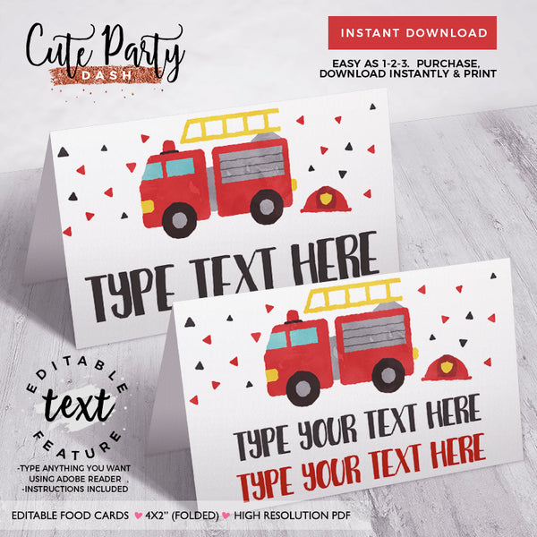 Fireman Birthday Party Invitation - Digital Download