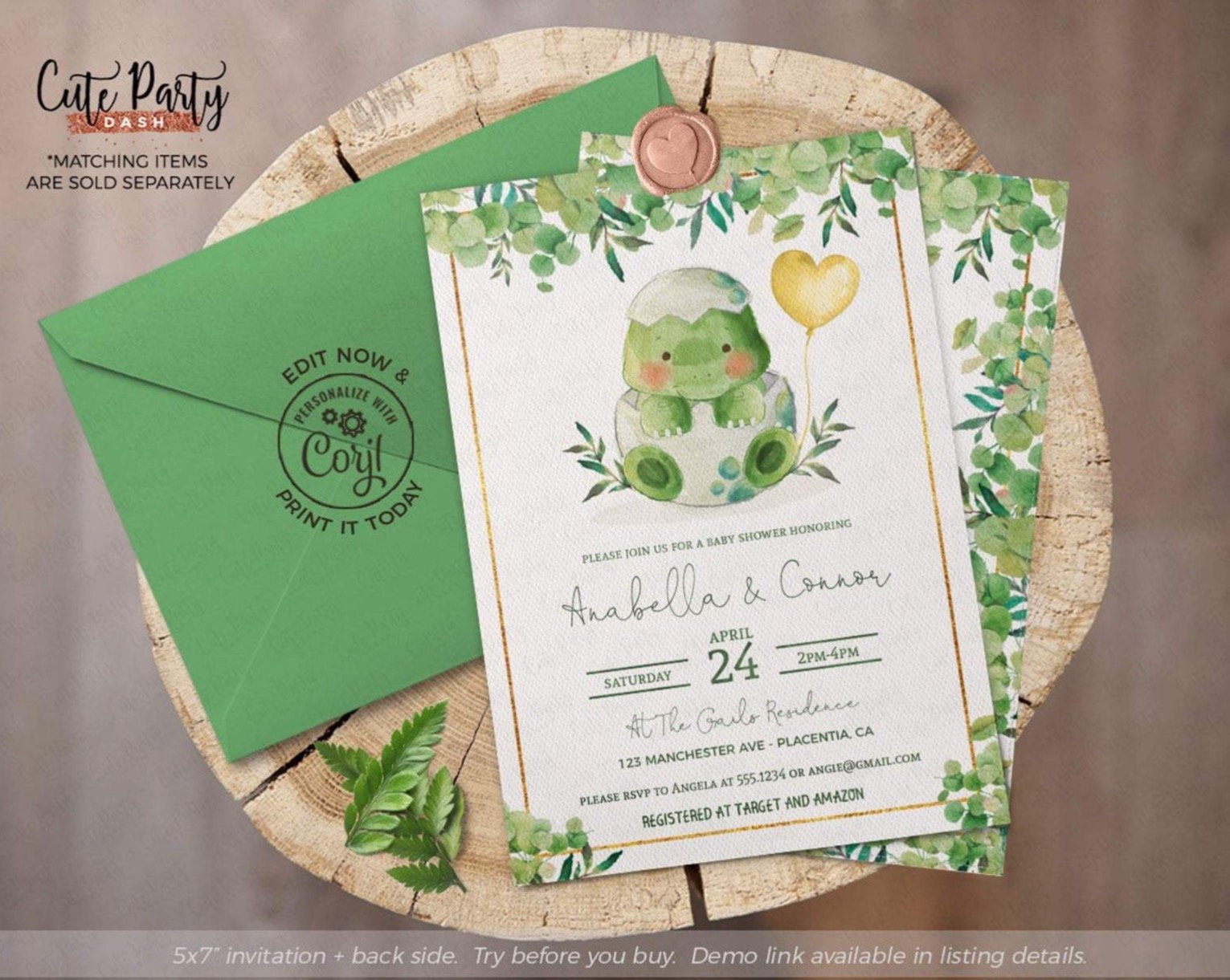 Dinosaur invitations baby sales shower