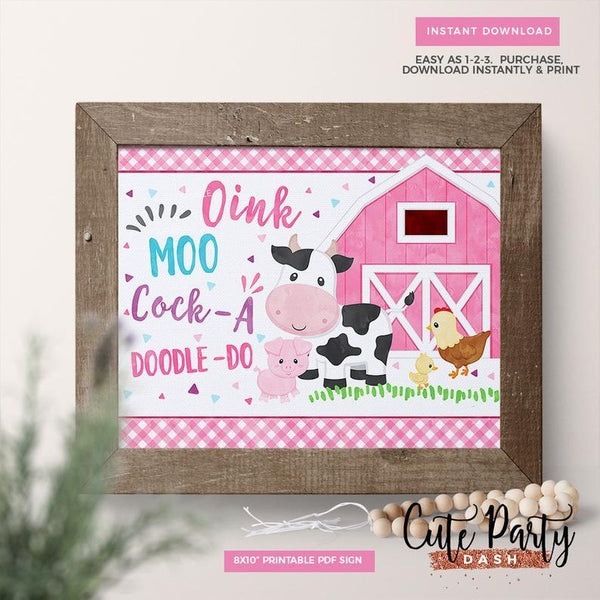 Farm Barnyard Birthday Party Photo Invitation - Digital Download - Cute Party Dash