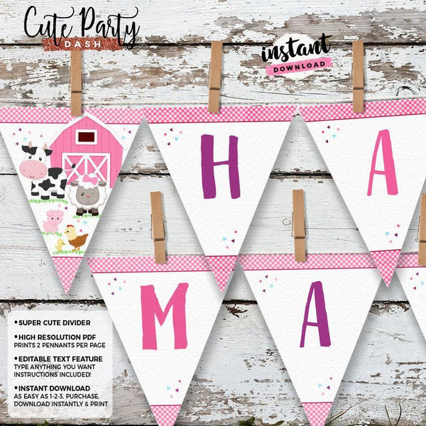 Farm Barnyard Birthday Party Invitation - Digital Download - Cute Party Dash