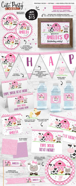 Farm Barnyard Birthday Party Invitation - Digital Download - Cute Party Dash