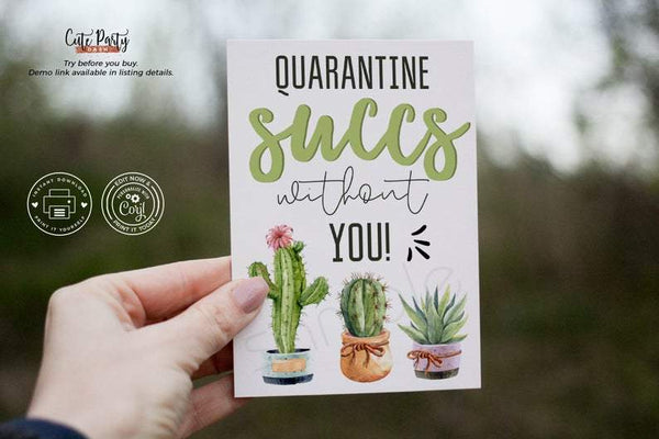 Quarantine Succs Without You Card - Digital Download - Cute Party Dash